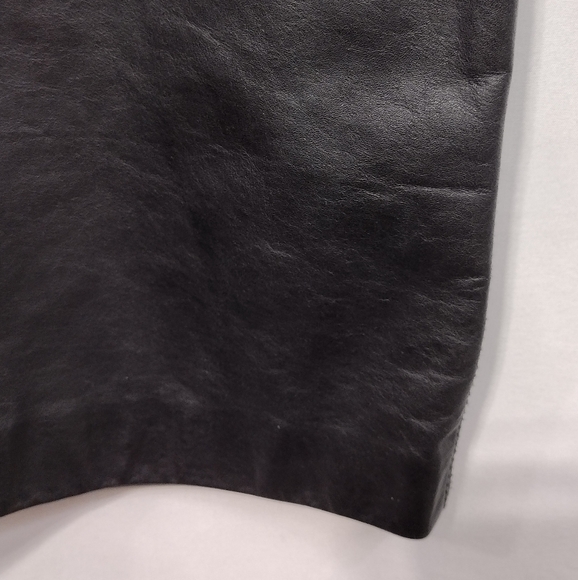 Vintage David Benjamin 100% Leather Pencil Skirt Women's 11 Black Boho Retro 90s - Picture 3 of 8